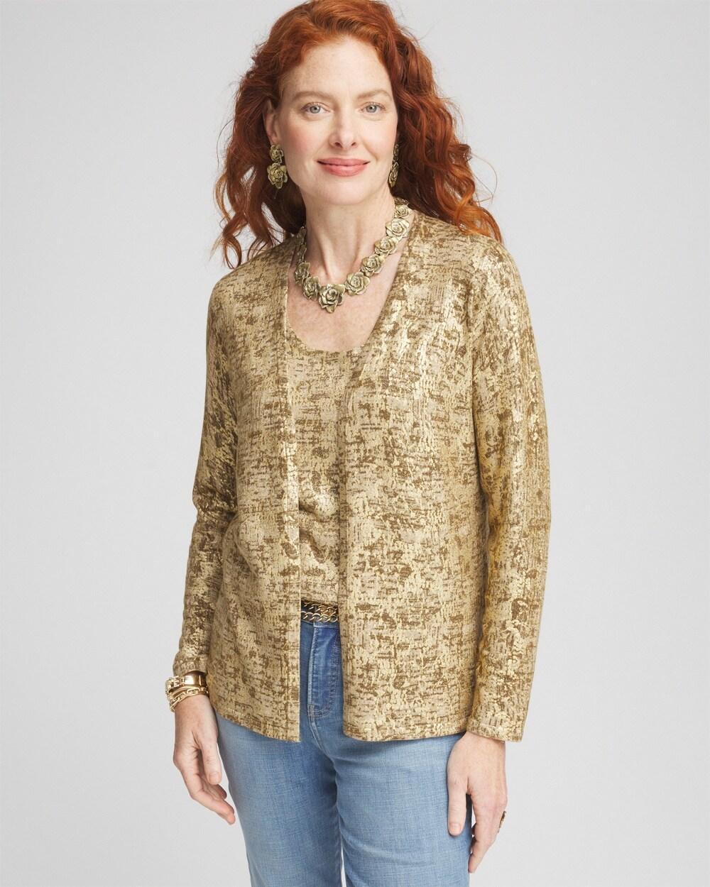 Foil Print Long-sleeve Cardigan Product Image