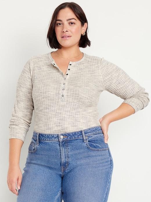 Ribbed Henley Top Product Image