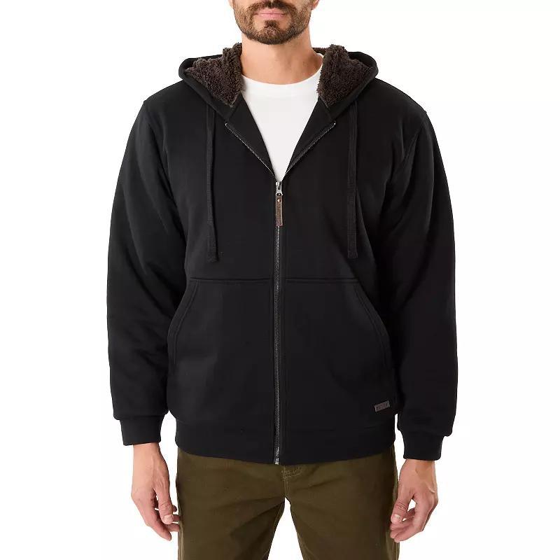 Men's Smith's Workwear Buffalo Plaid Sweater Fleece Hooded Jacket, Size: XL, Grey Grey Black Product Image