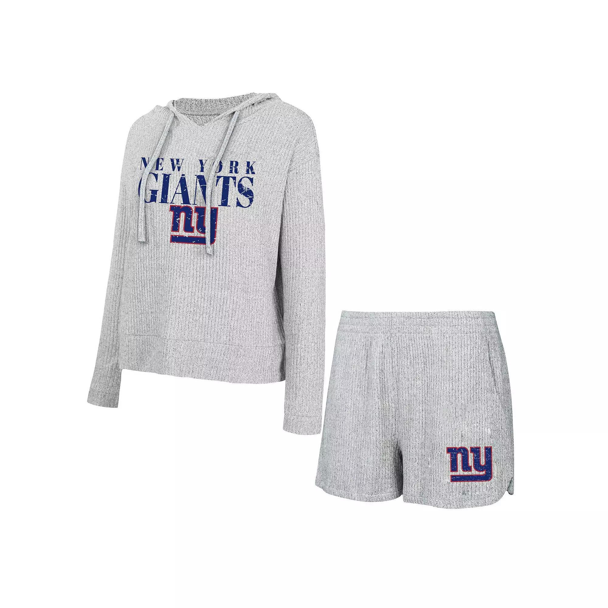 Women's Concepts Sport Gray Las Vegas Raiders Juniper Long Sleeve Hoodie T-Shirt & Shorts Set, Size: Large, Lvr Grey Product Image