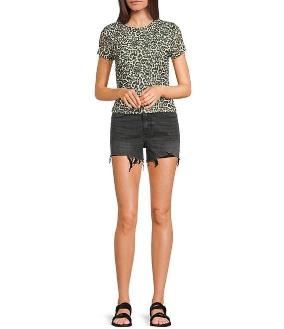 Stevie by Steve Madden Crew Neck Animal Printed Mesh T-Shirt Product Image