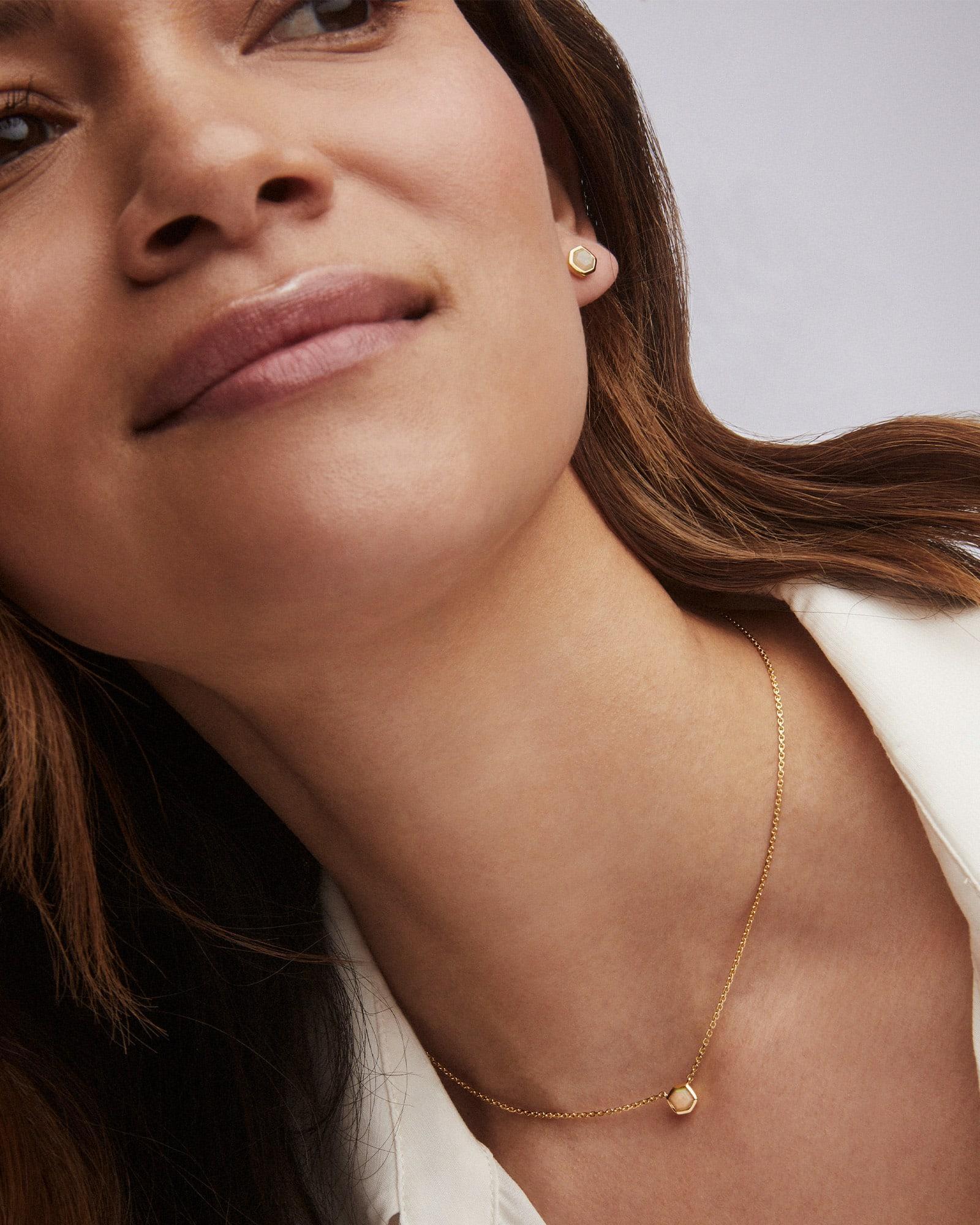 Kendra Scott Davie 18k Gold Vermeil Stud Earrings in Rainbow | Moonstone Product Image