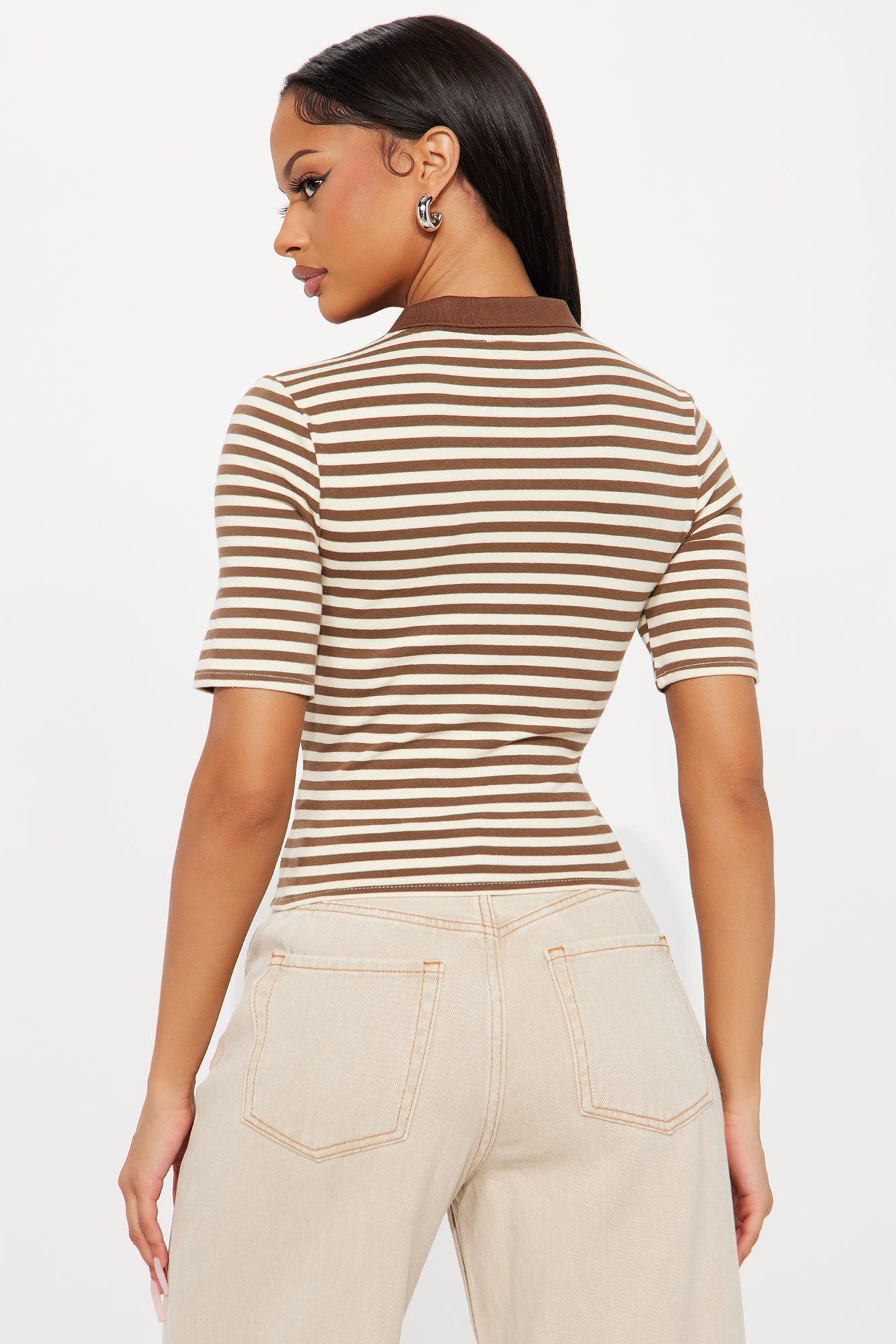 Nellie Stripped Shirt - Taupe/combo Product Image