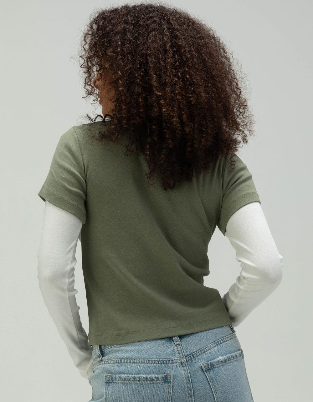 RSQ Womens 2FER Long Sleeve Tee - OLIVE Product Image