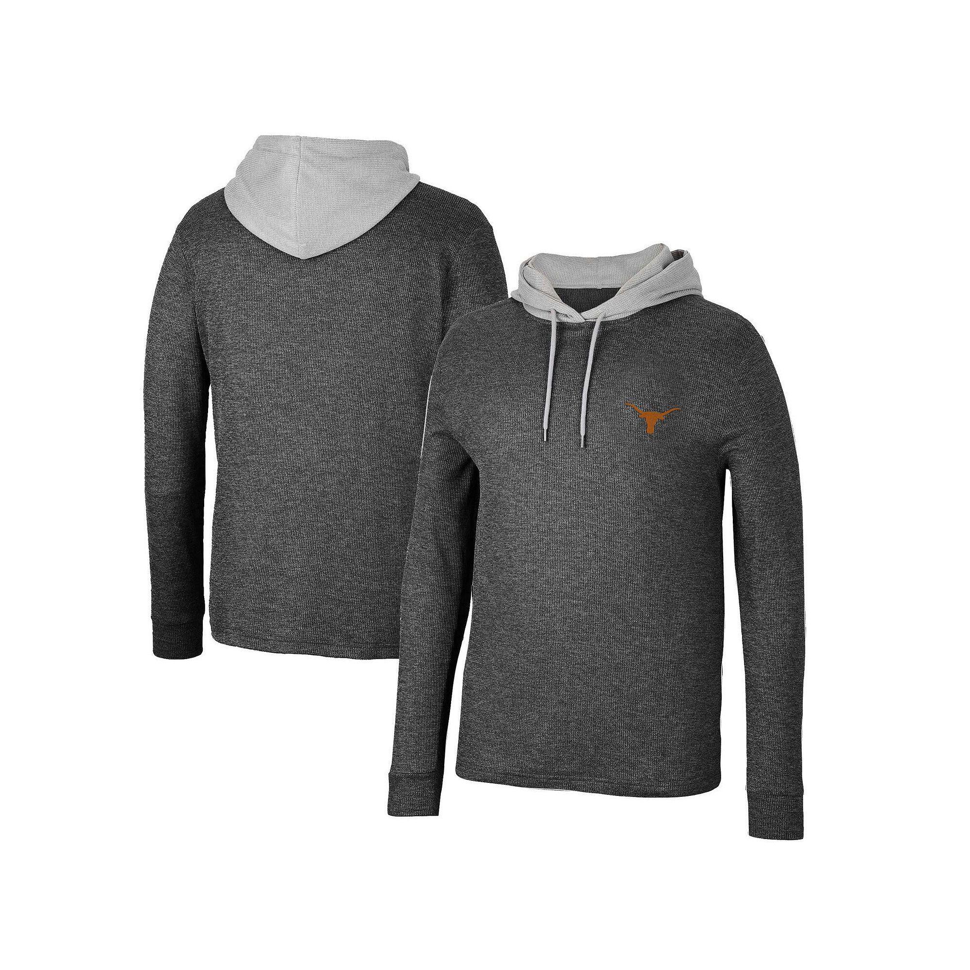 Men's Colosseum Black Texas Longhorns Ballot Waffle-Knit Thermal Long Sleeve Hoodie T-Shirt, Size: Small Product Image