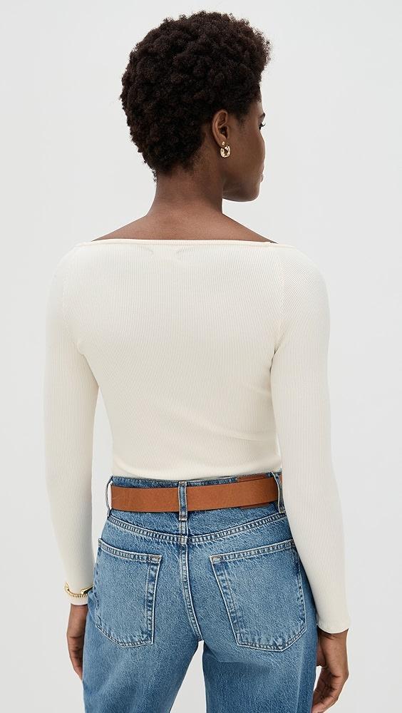 L'AGENCE Winona Wide V Neck Thong Bodysuit | Shopbop Product Image