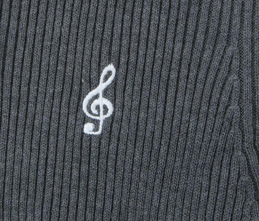 Crew Neck Embroidered Crop Cardigan Product Image