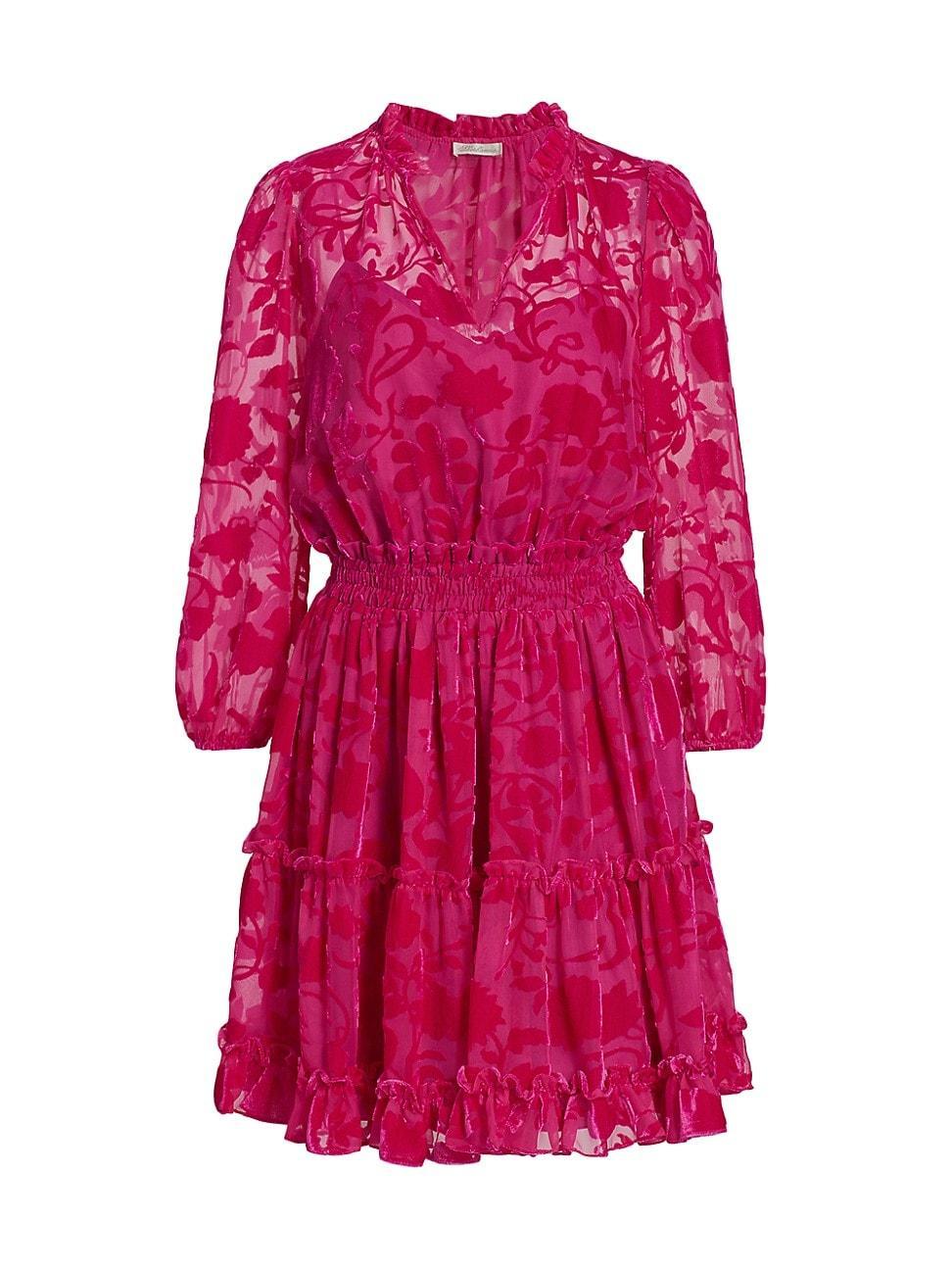 Womens Arlene Smocked Velvet Minidress Product Image