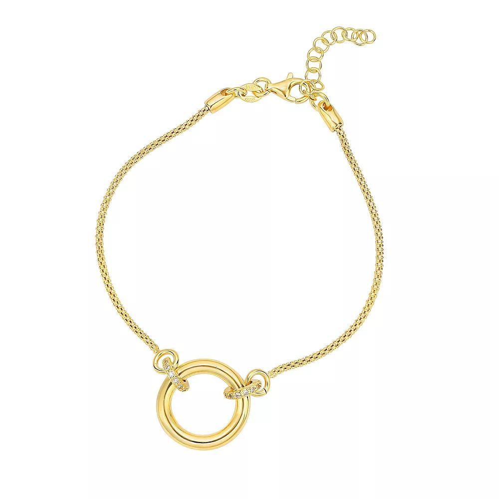 Argento Forte 14k Gold Over Sterling Silver Cubic Zirconia Circle Bracelet, Women's, Size: 6-7" ADJ, Gold Tone Product Image