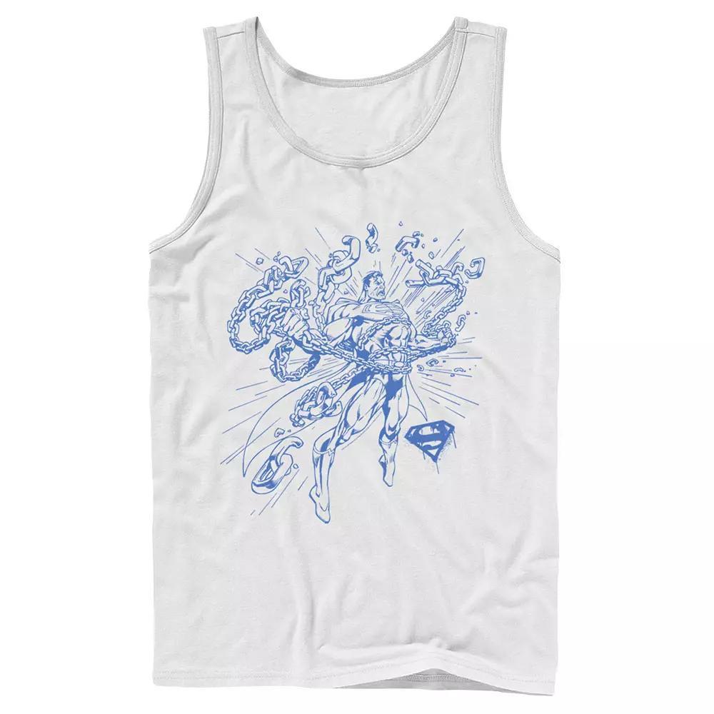 Mens DC Comics Superman Break Chains Outlined Comic Poster Tank Top Athletic Grey Product Image