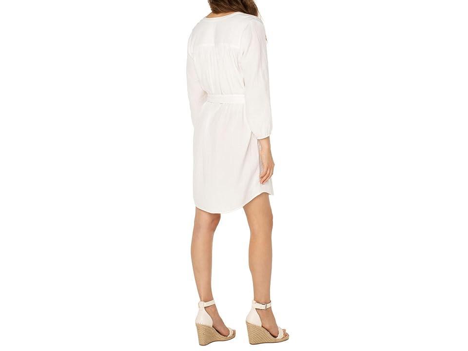 Liverpool Los Angeles 3/4 Sleeve Button Front Gauze Shirtdress Women's Dress Product Image