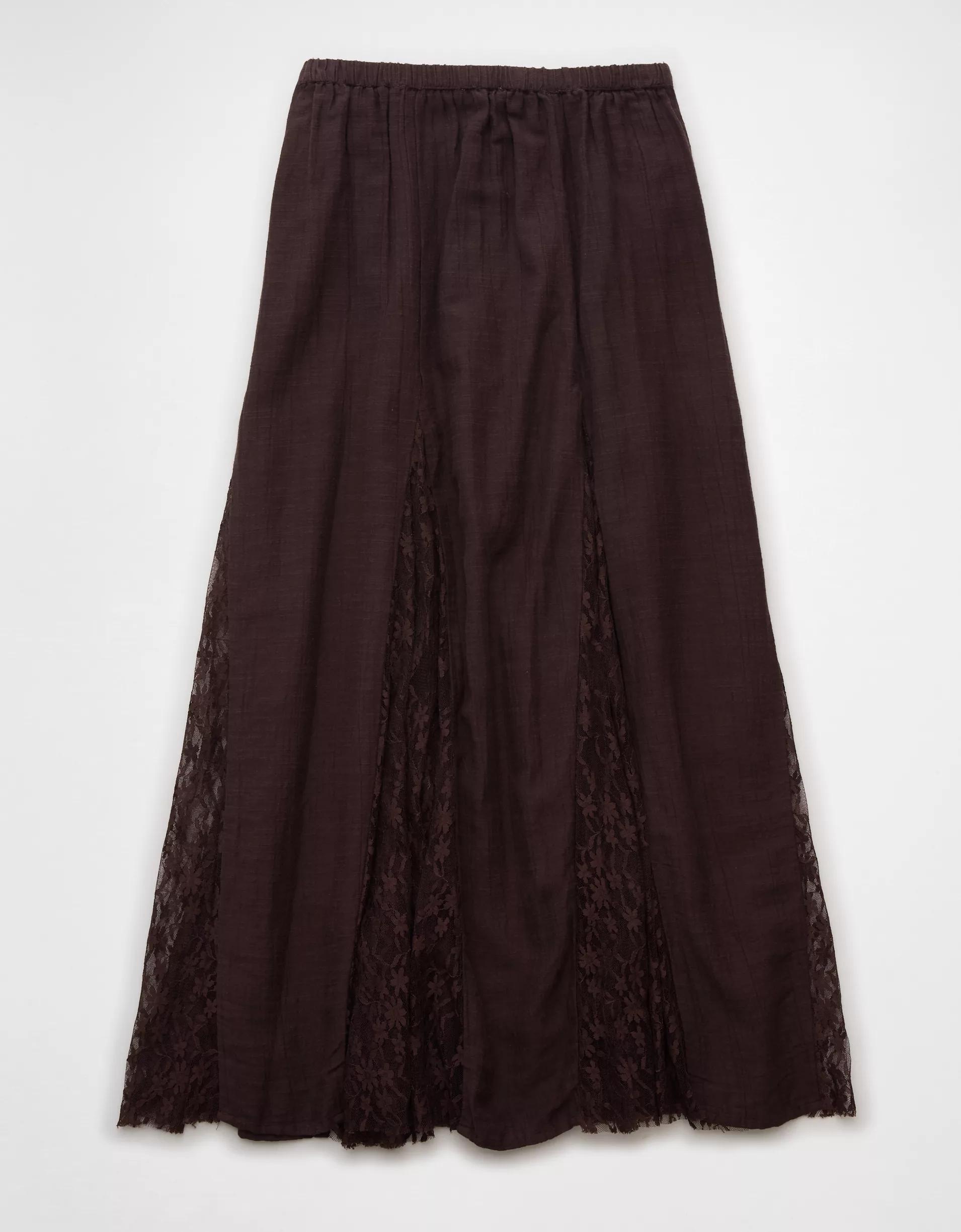 AE High-Waisted Lace Detail Maxi Skirt Product Image