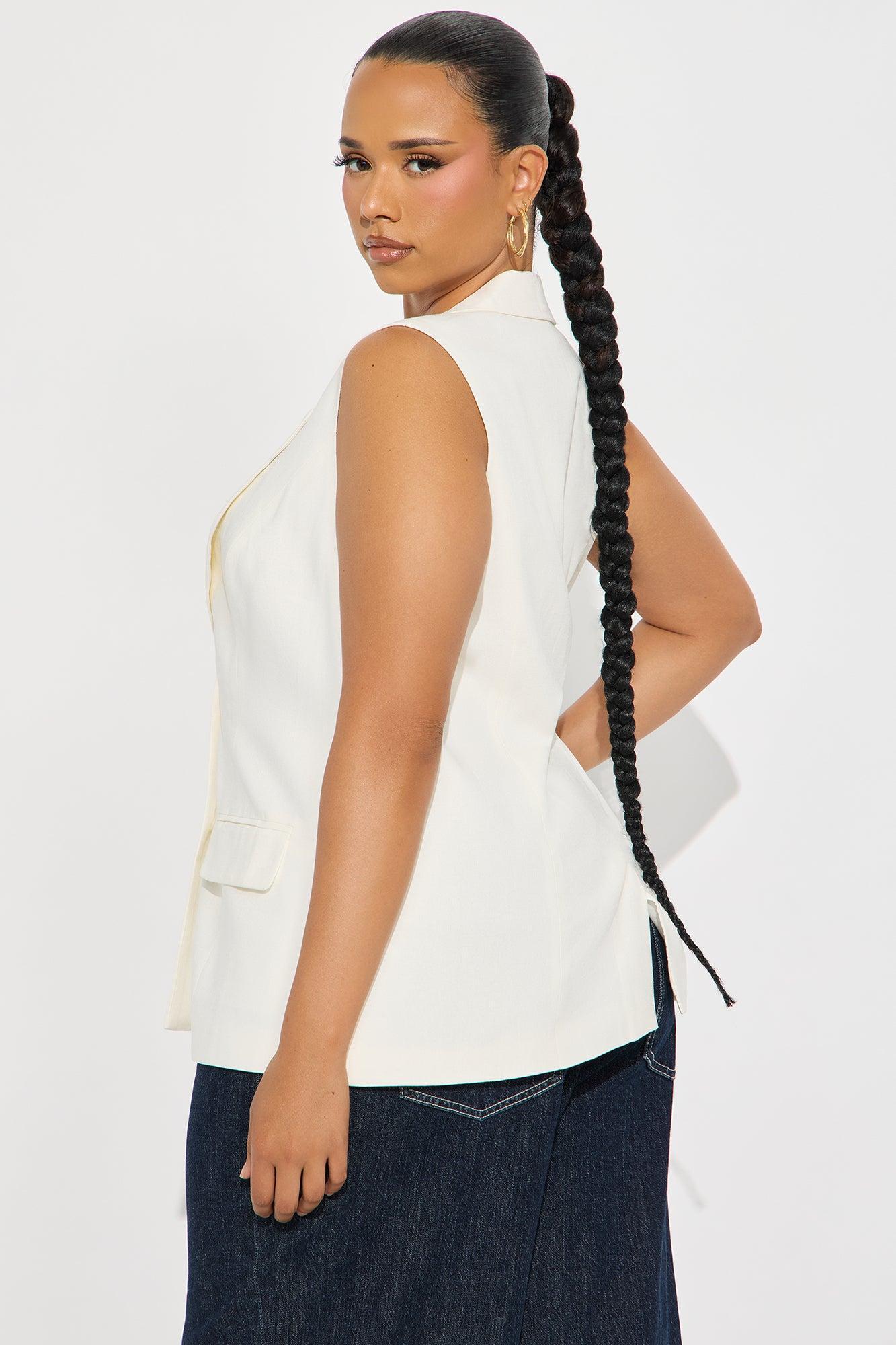 Manhattan Club Linen Vest - White Product Image