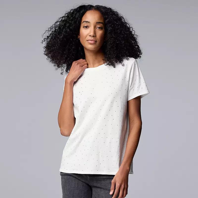 Women's Simply Vera Vera Wang Boyfriend Tee, Size: Large, Modern White Product Image