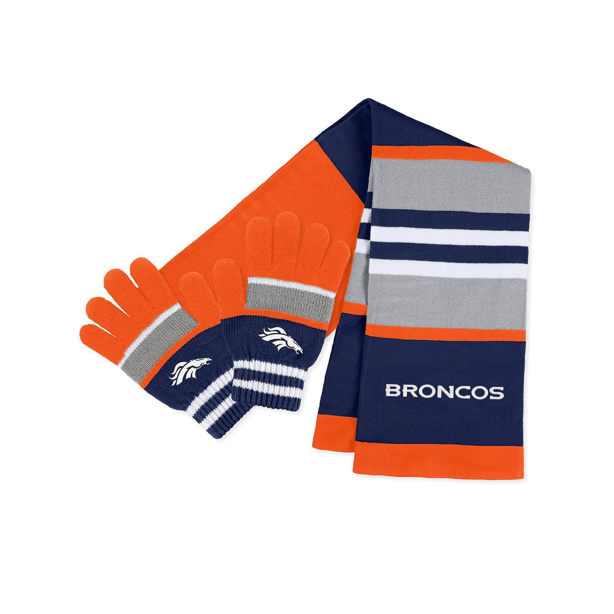 Women's WEAR by Erin Andrews Denver Broncos Stripe Glove & Scarf Set, Team Product Image