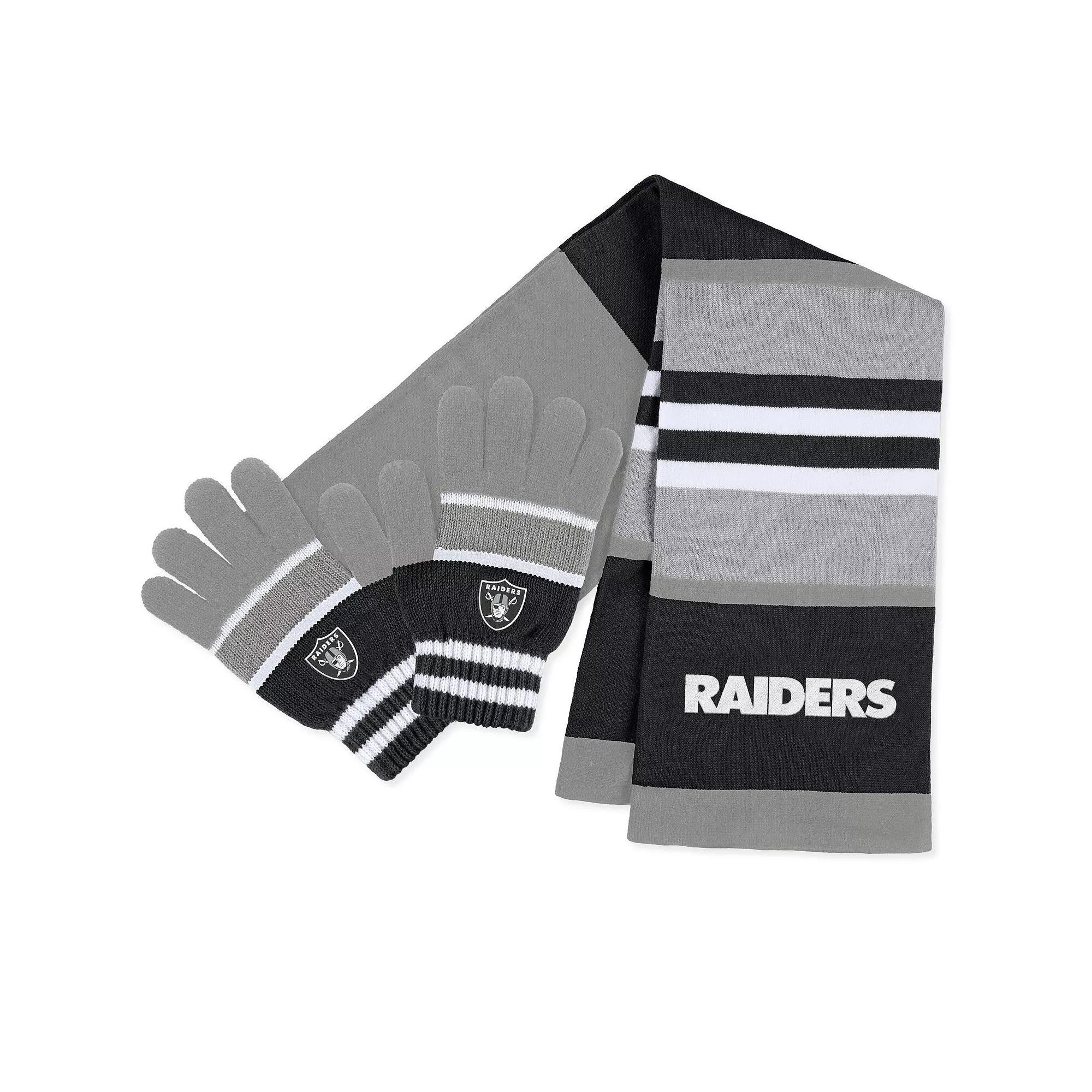 Women's WEAR by Erin Andrews Las Vegas Raiders Stripe Glove & Scarf Set, Lvr Team Product Image