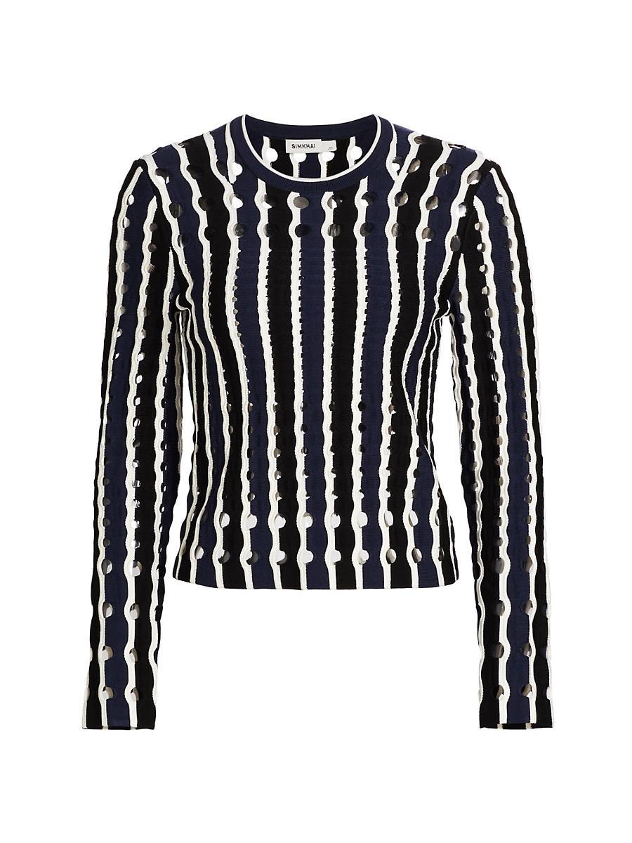 Womens Tiana Stripe Punchout Top Product Image
