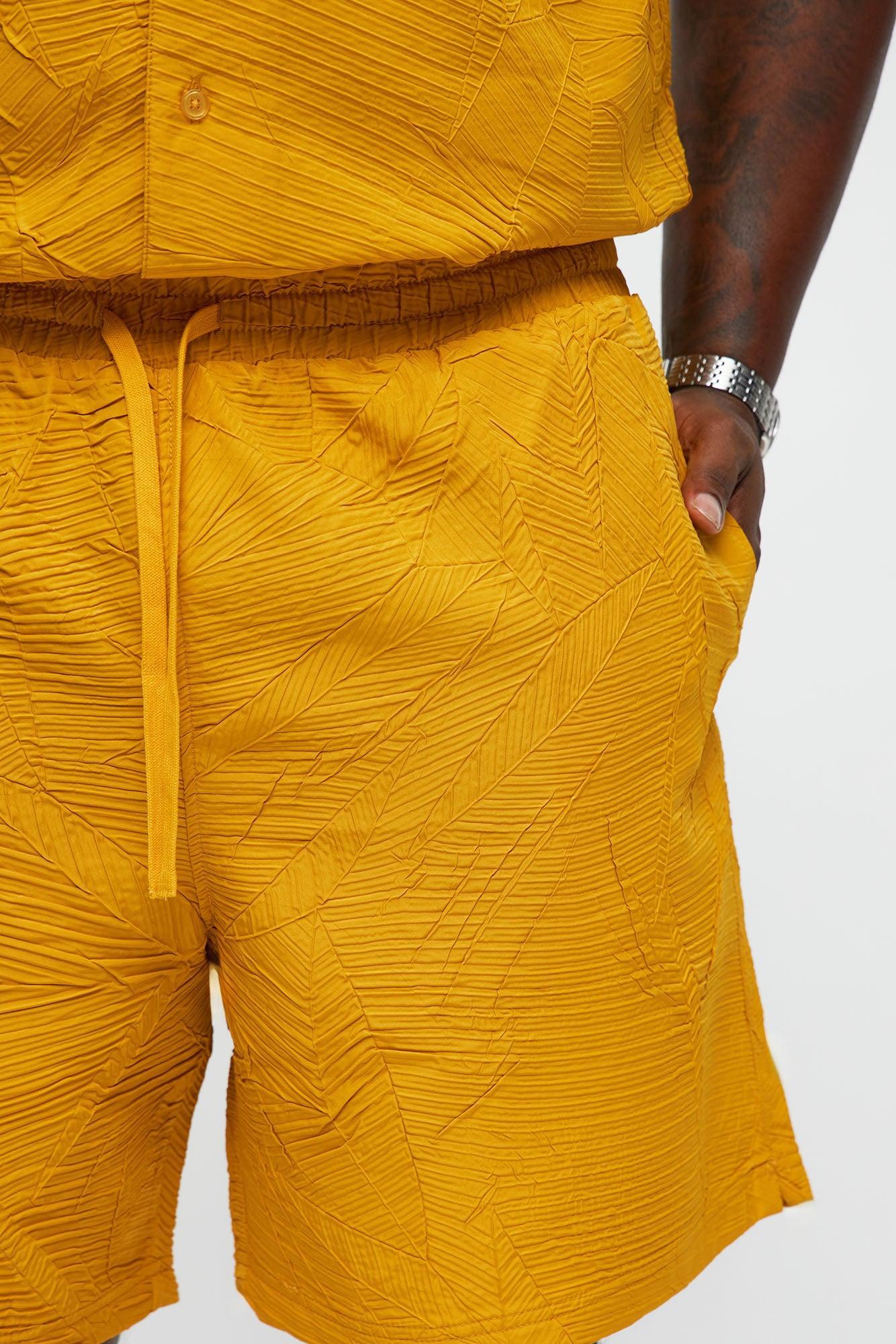 Ponce Textured Relaxed Shorts - Mustard Male Product Image