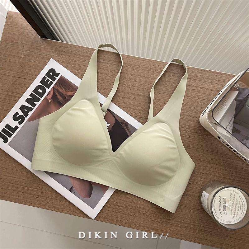 V-Neck Plain Bralette Product Image