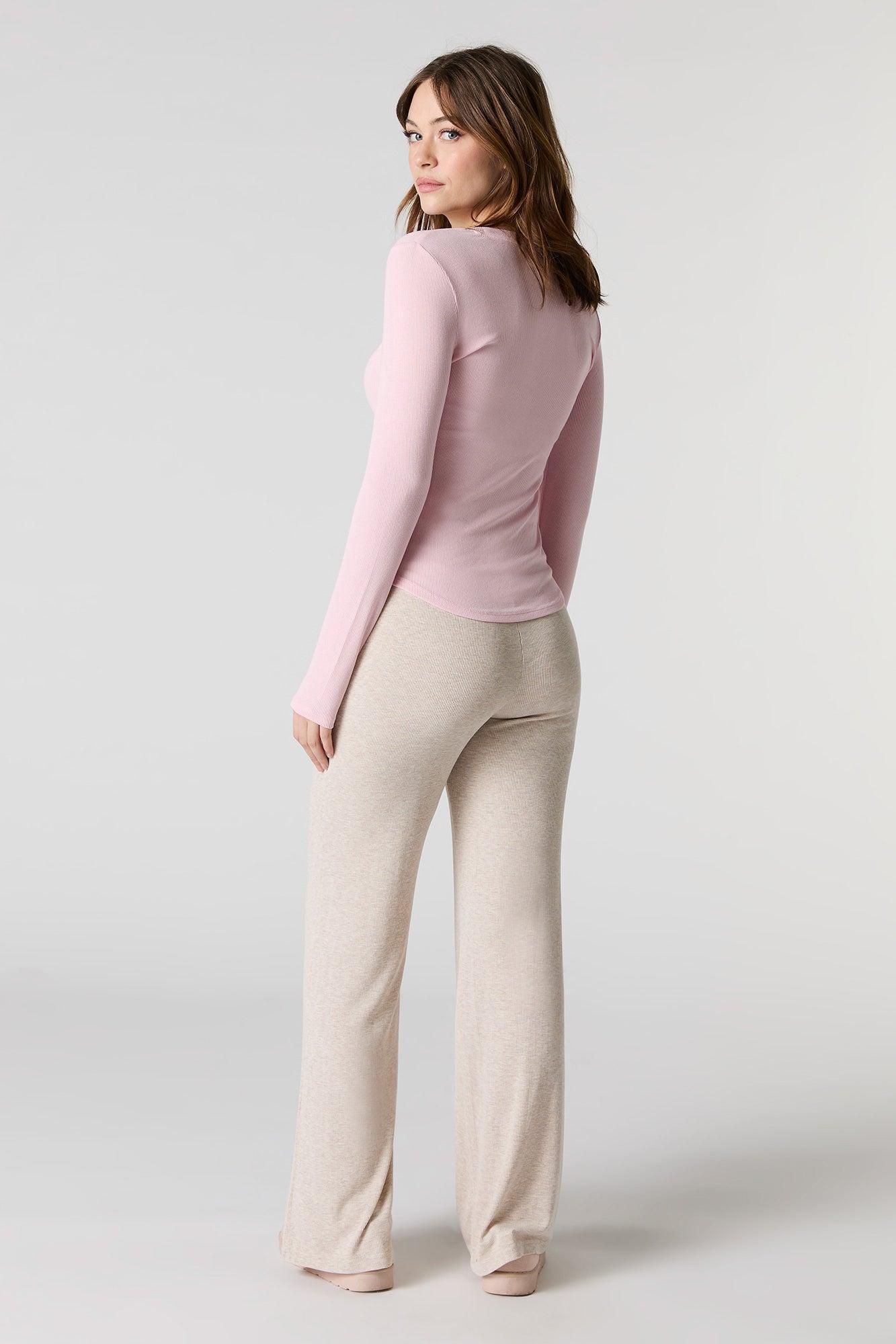 Solid Ribbed Wide Leg Pant Female Product Image
