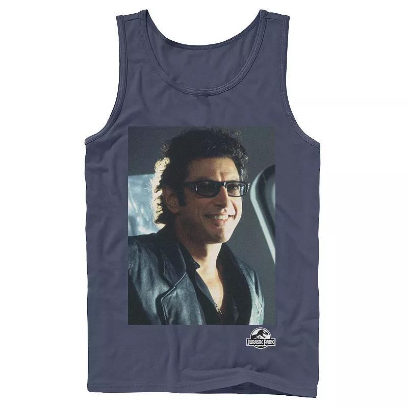 Mens Jurassic Park Goldblum Sly Smile Graphic Tank Top Athletic Grey Product Image