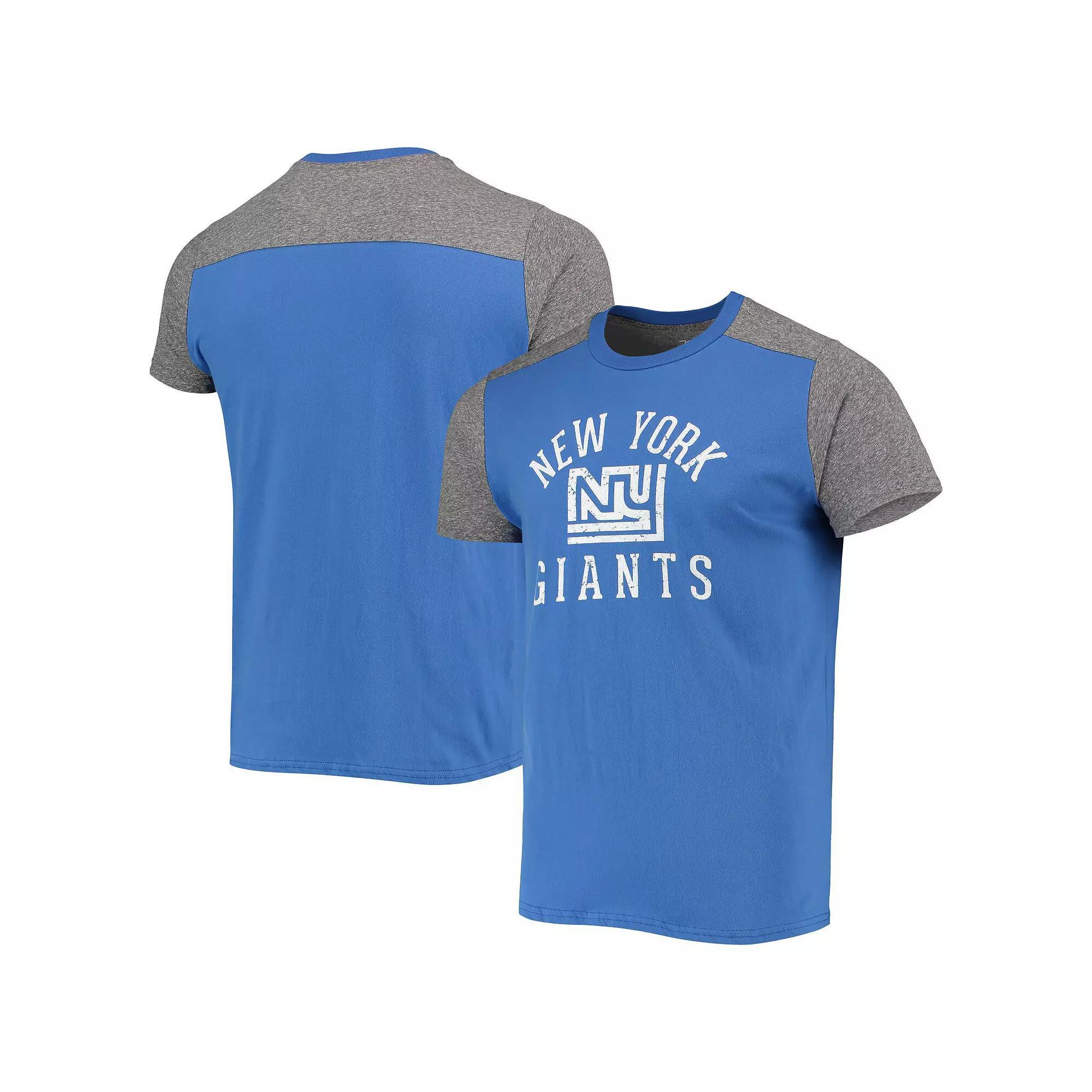 Men's Majestic Threads Royal/Heathered Gray New York Giants Gridiron Classics Field Goal Slub T-Shirt, Size: Medium, Blue Product Image
