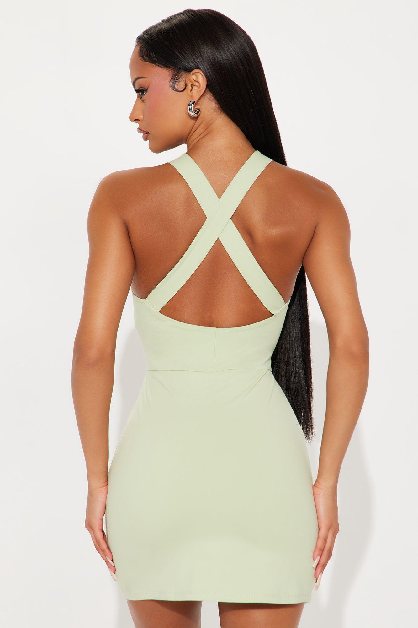 Bellamy X Back Mini Dress - Sage Product Image