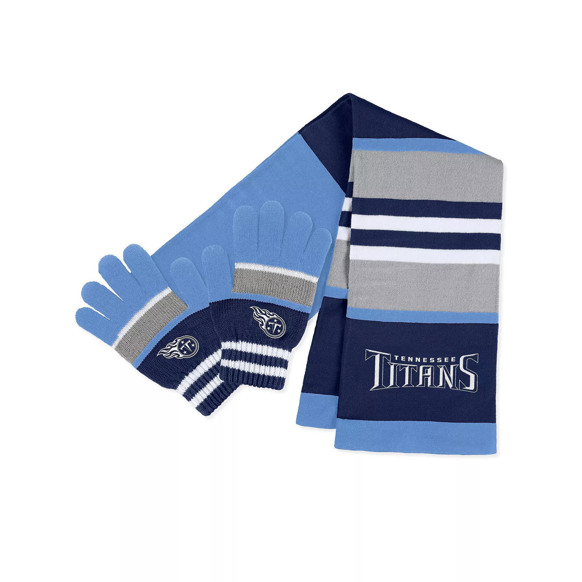Women's WEAR by Erin Andrews Tennessee Titans Stripe Glove & Scarf Set, Team Product Image