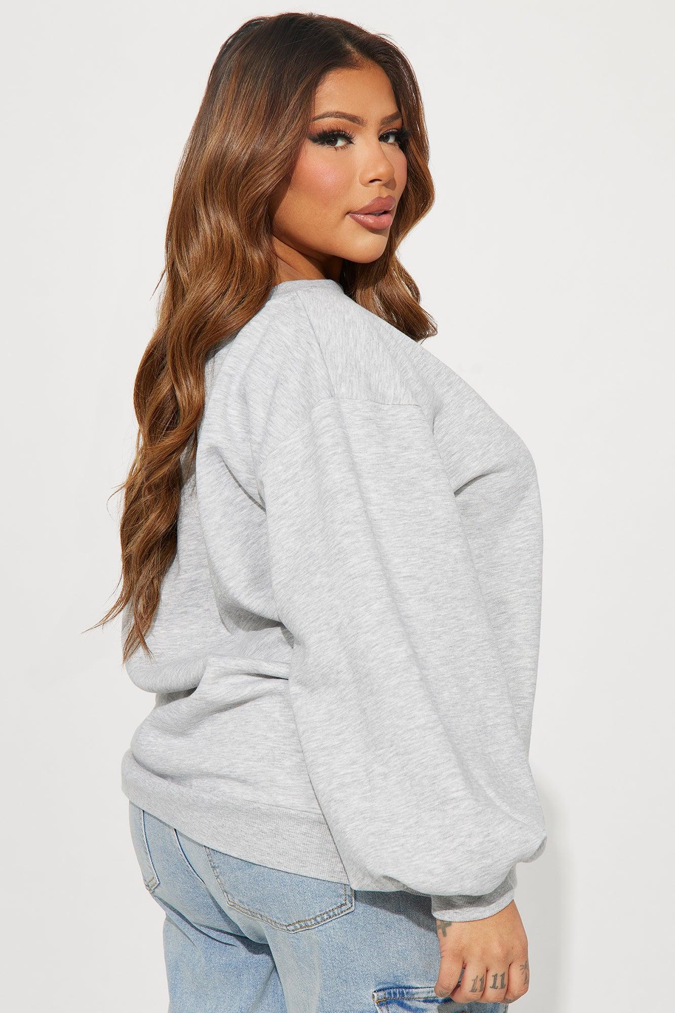 Vera Off Shoulder Oversized Sweatshirt - Heather Grey Product Image