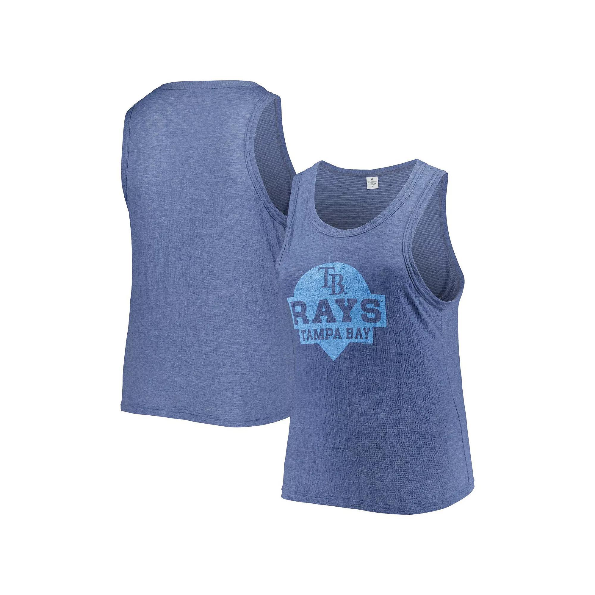 Women's Soft as a Grape Navy Tampa Bay Rays Plus Size High Neck Tri-Blend Tank Top, Size: 2XL, Blue Product Image