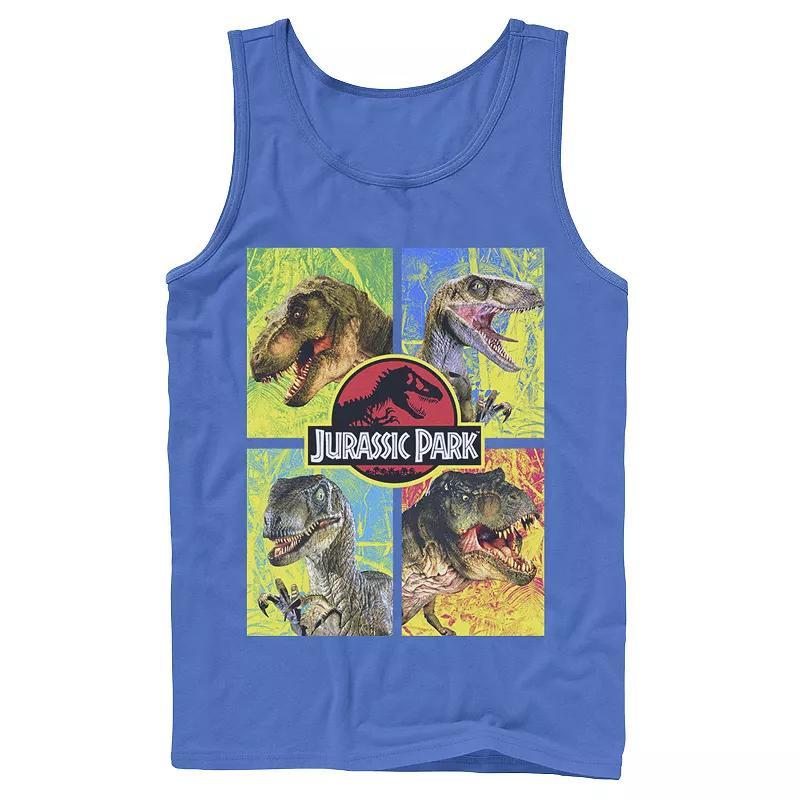 Men's Jurassic Park Four Different Dinosaur Faces Tank Top, Size: Small, Grey Product Image