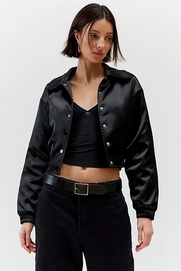 Urban Outfitters UO Sally Satin Cropped Bomber Jacket Womens at Urban Outfitters Product Image