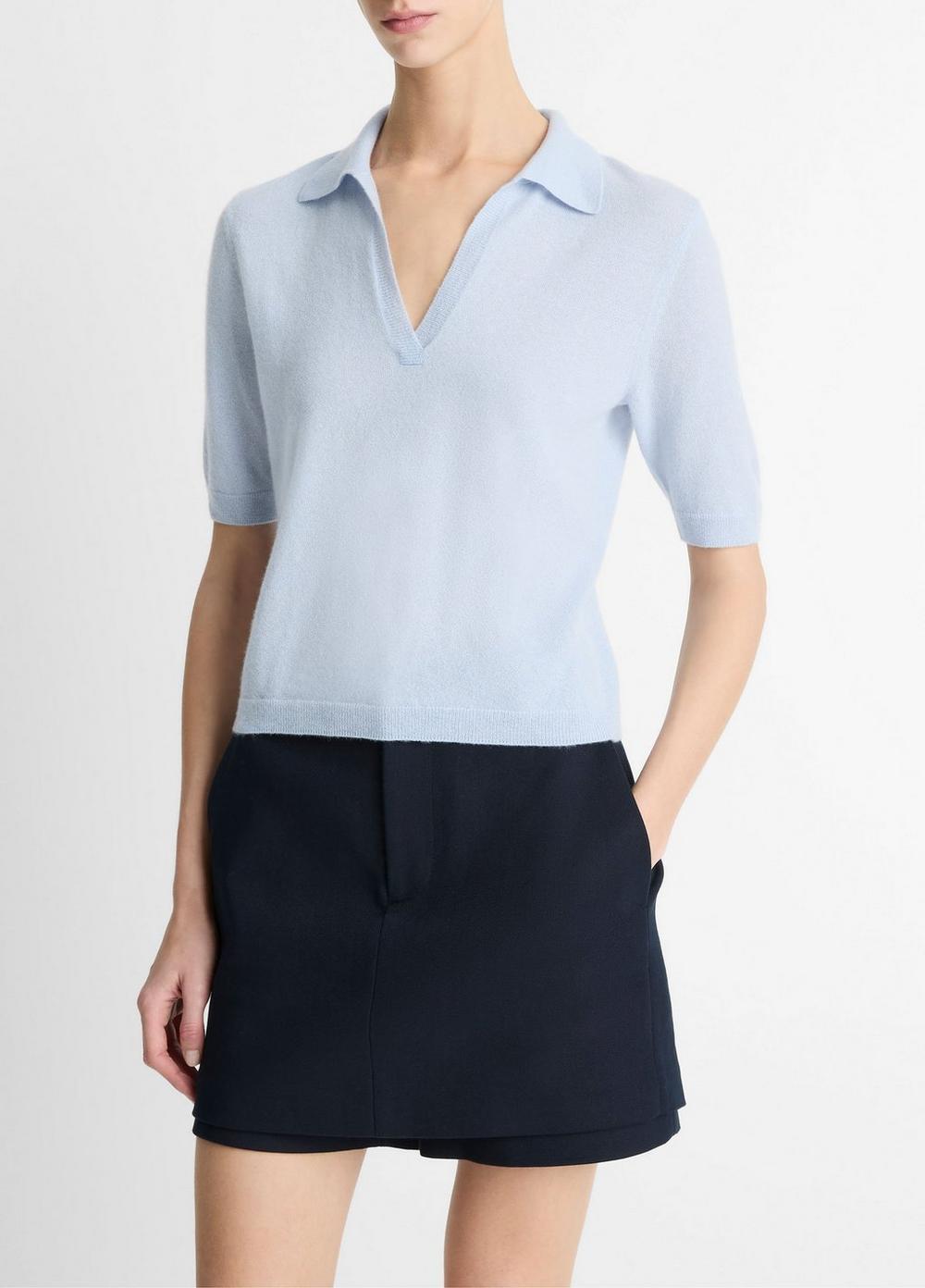 Womens Cashmere-Silk Open Collar Polo Sweater Product Image