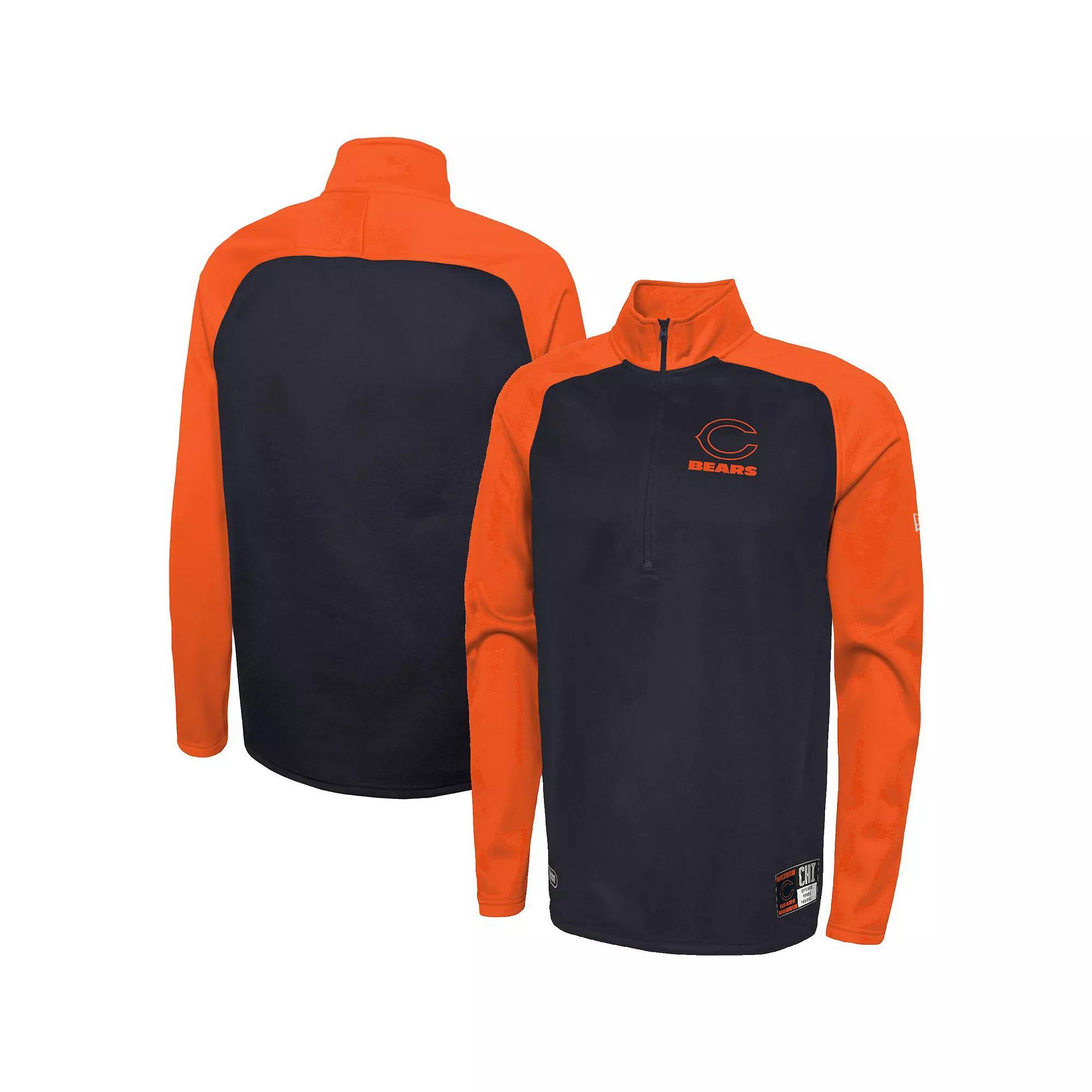 Men's New Era Navy Chicago Bears Combine Authentic O-Line Raglan Half-Zip Jacket, Size: Small, Blue Product Image