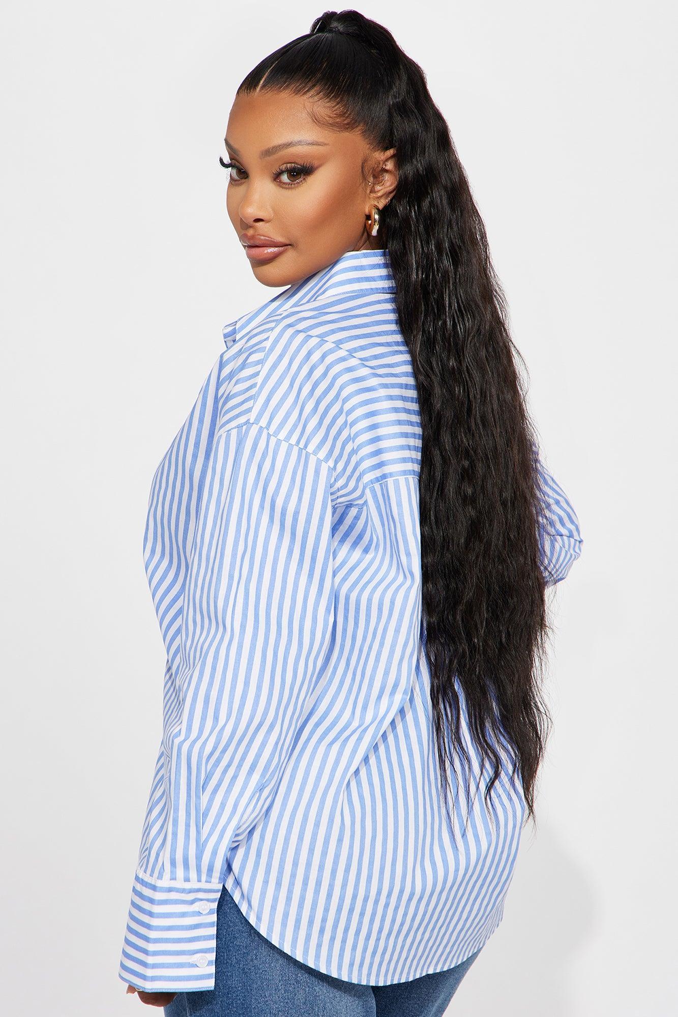 Newport Striped Shirt - White/Blue Product Image