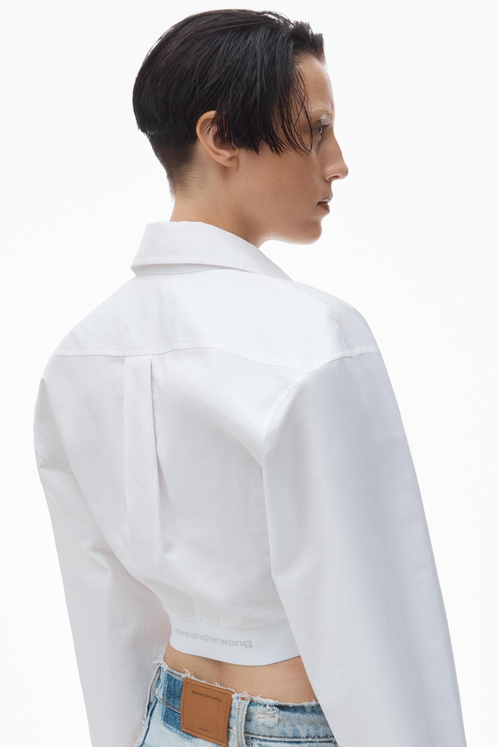 Cropped Shirt In Organic Cotton With Logo Elastic Product Image