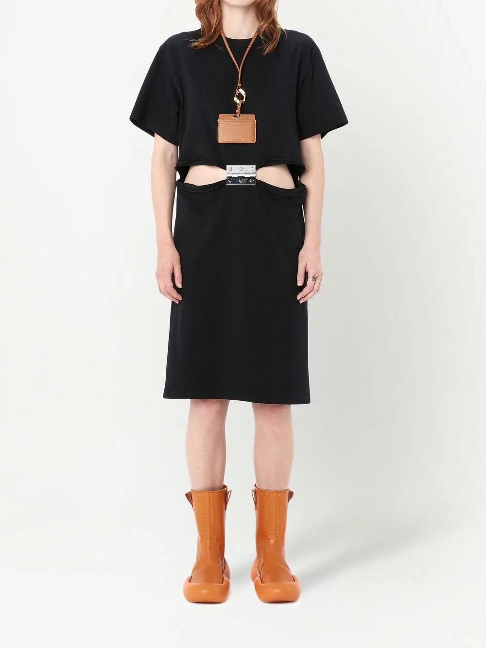 JW ANDERSON Hinge-embellished T-shirt Midi Dress In Black Product Image