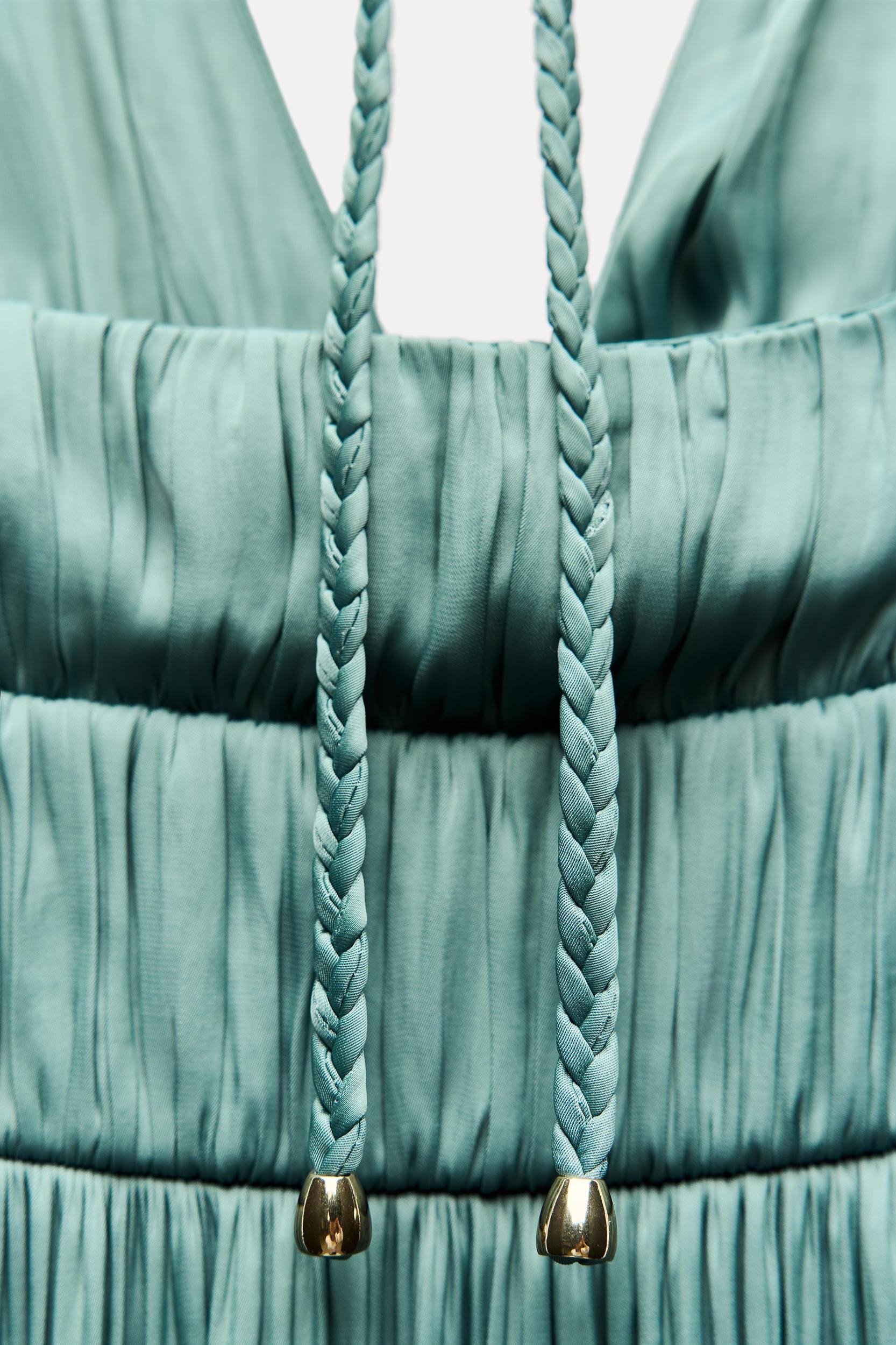 SATIN DRESS WITH BRAIDED STRAPS Product Image