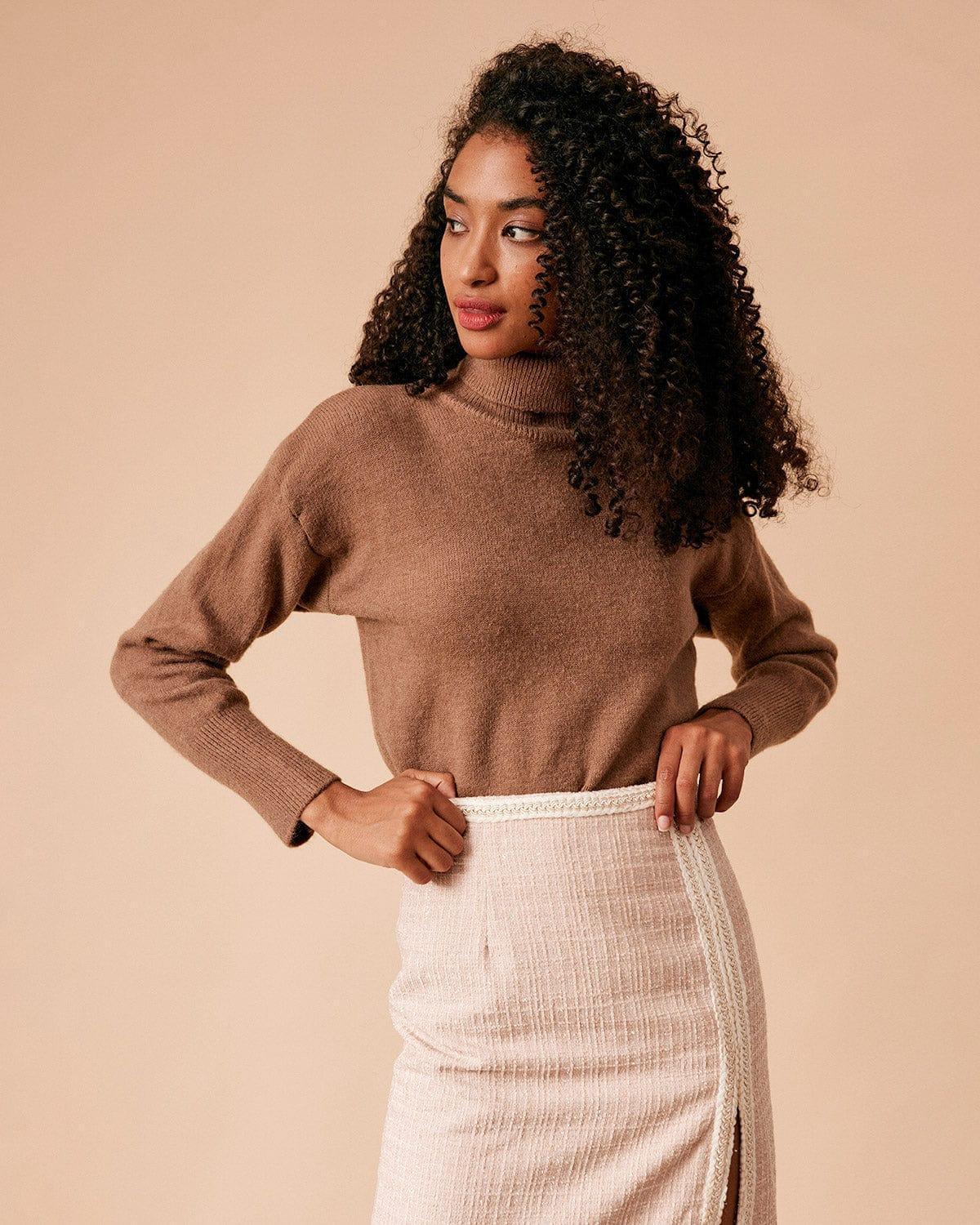 The High Waisted Side Slit Tweed Skirt Product Image