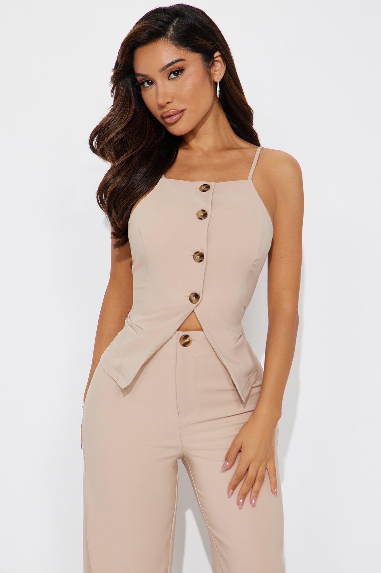 Sleek Statement Pant Set - Khaki Product Image