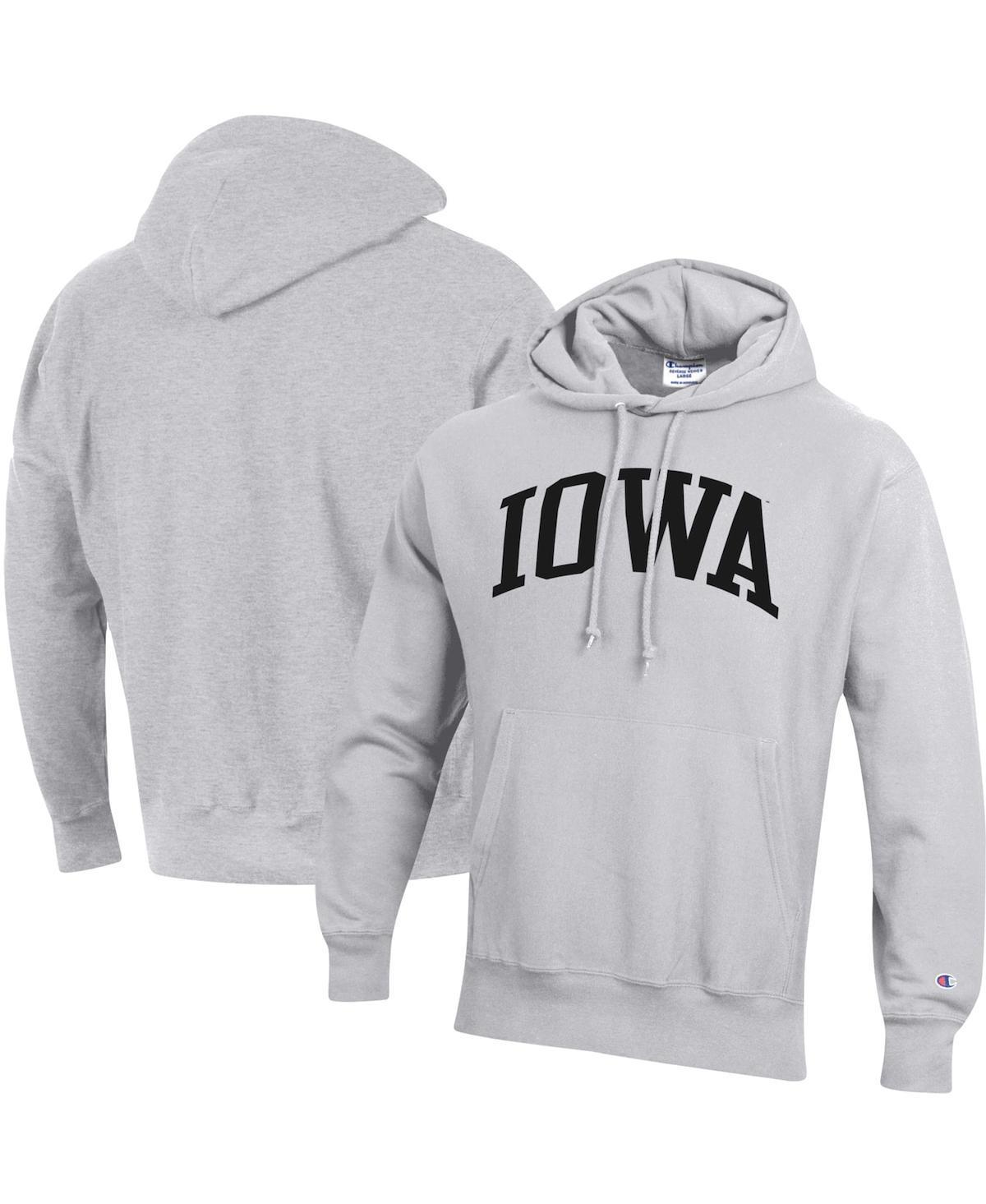 Men's Champion Heathered Gray Iowa Hawkeyes Team Arch Reverse Weave Pullover Hoodie, Size: Small, Grey Product Image