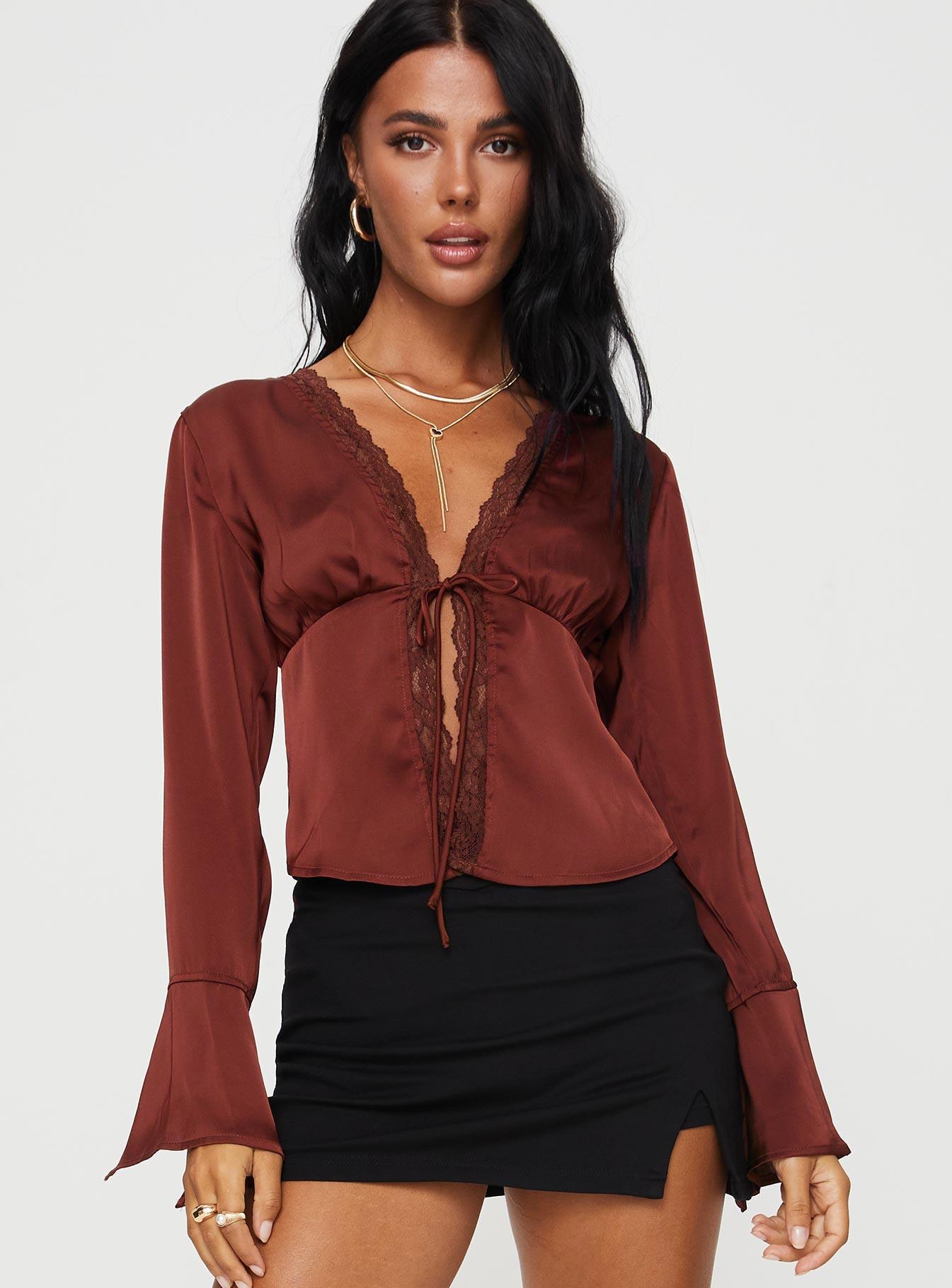 Hunton Long Sleeve Top Brown Product Image