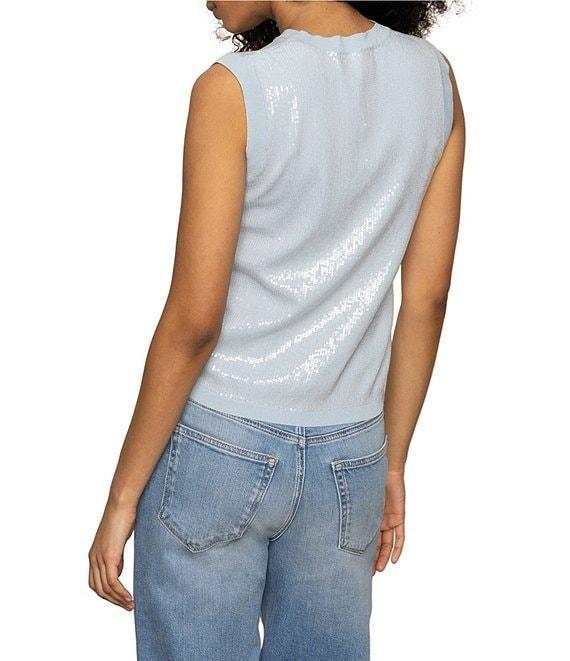 Sanctuary Sequin Knit Crew Neck Sleeveless Shell Top Product Image