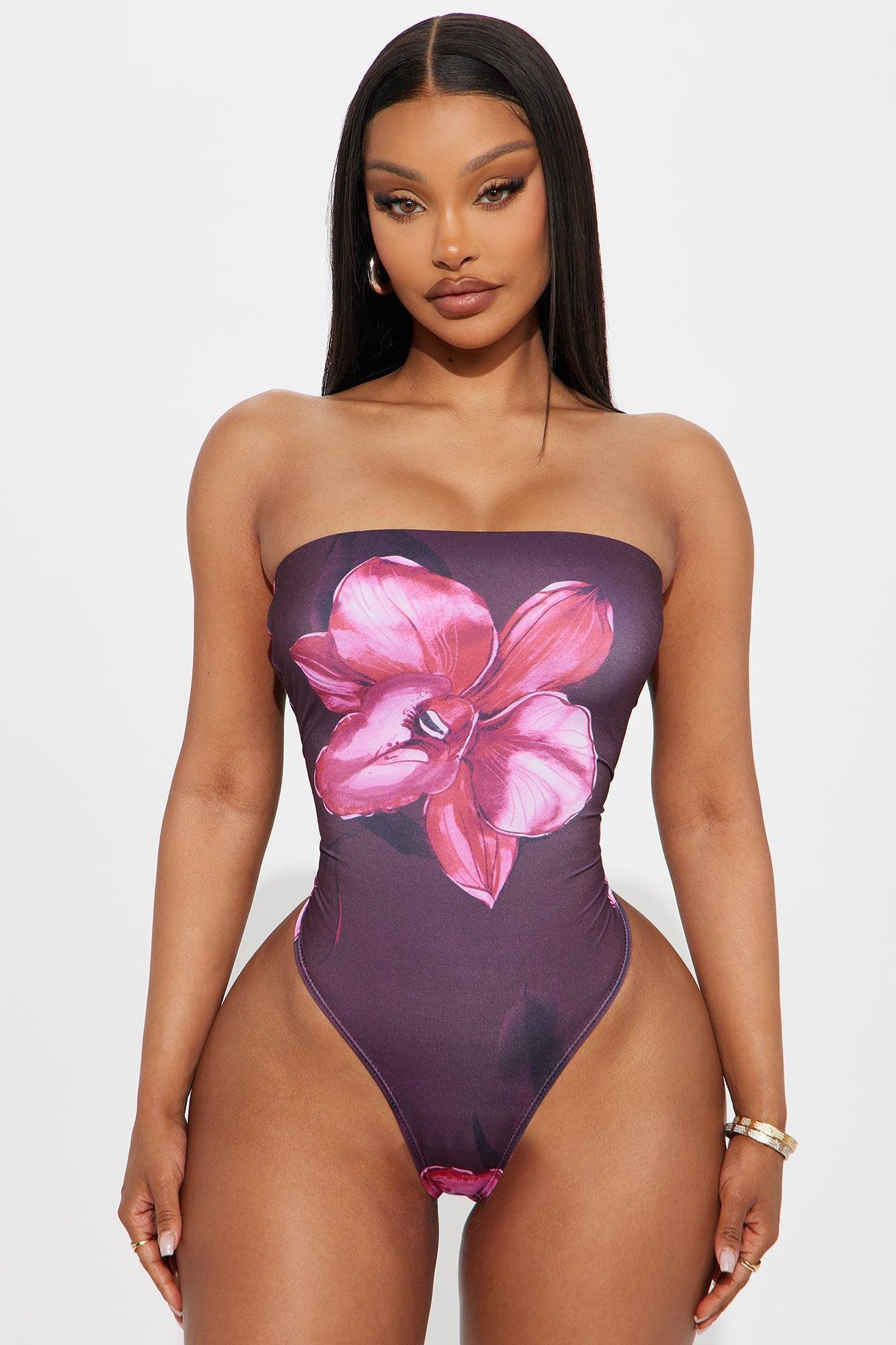 Dawn Floral Strapless Bodysuit - Burgundy/combo Product Image