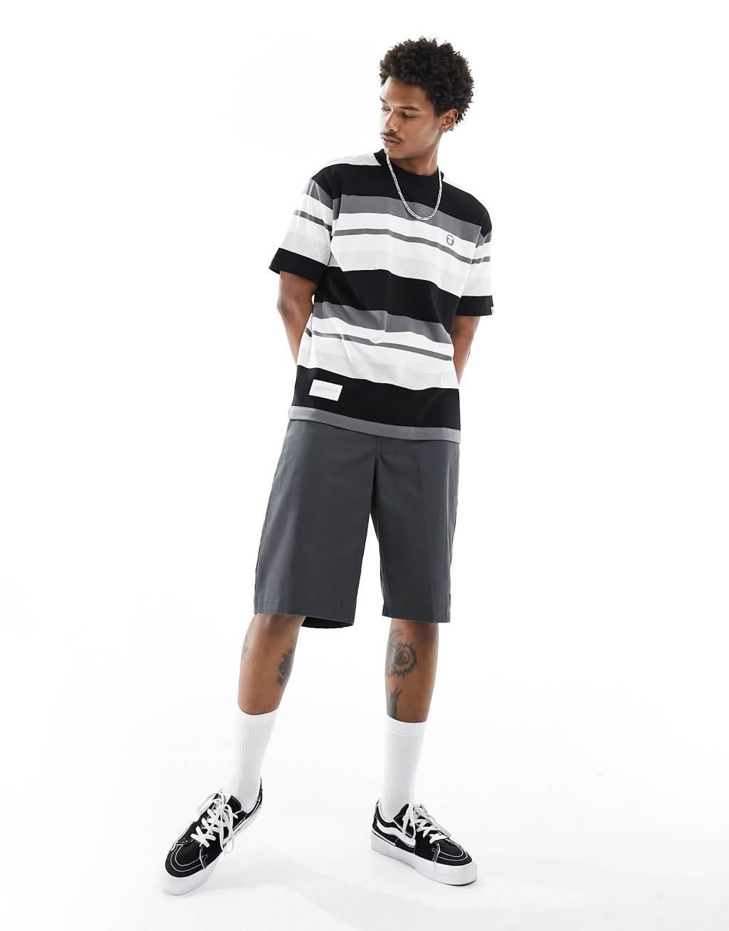AAPE By A Bathing Ape stripe short sleeve boxy fit T-shirt in multi Product Image