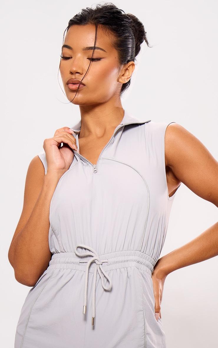Grey Seam Detail Elasticated Zip Up Jumpsuit Product Image