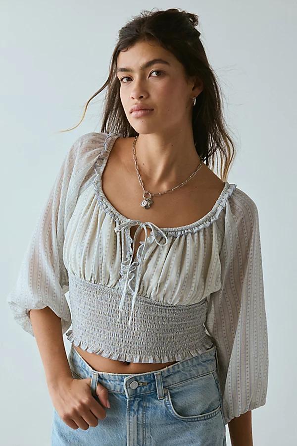 Kimchi Blue Daylight Smocked Tie-Front Cropped Blouse Womens at Urban Outfitters Product Image