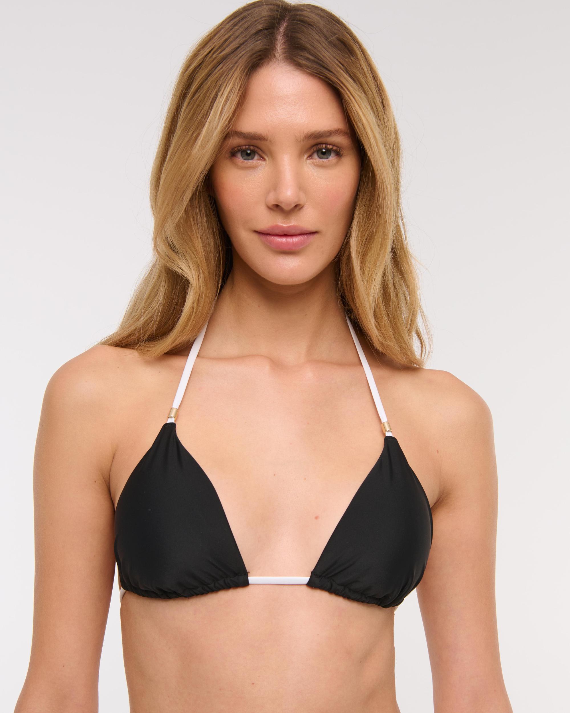 Beaded Halter String Triangle Bikini Top Product Image