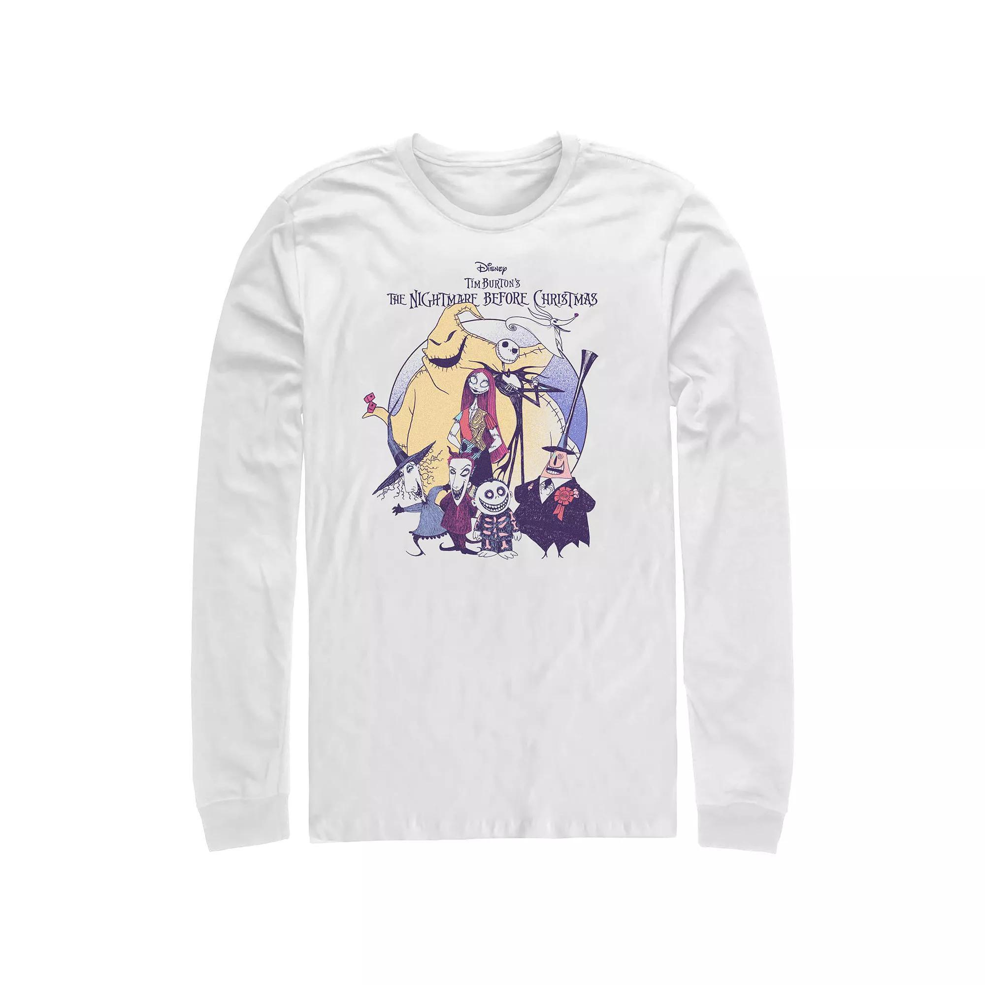Disney's The Nightmare Before Christmas Scary Group Men's Long Sleeve Graphic Tee, Size: Medium, White Product Image
