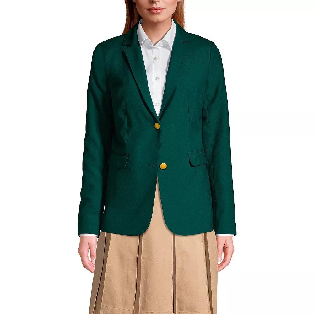 Women's Lands' End School Uniform Hopsack 2-Button Blazer Jacket, Size: 12, Deep Blue Product Image